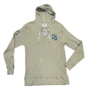 Calhoun Seattle Kraken Hockey Lace Up Hoodie Thermal Long Sleeve M Medium Khaki‎